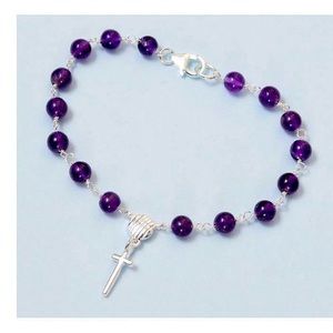 Sold Amethyst Cross Charm Bracelet in SS
